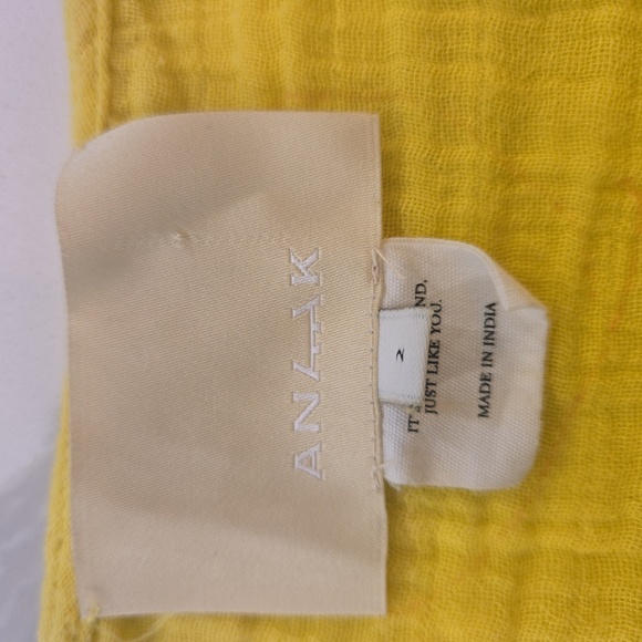 ANAAK Cotton Ruffled Boho Peasant Top Yellow Womens Medium - Picture 9 of 11